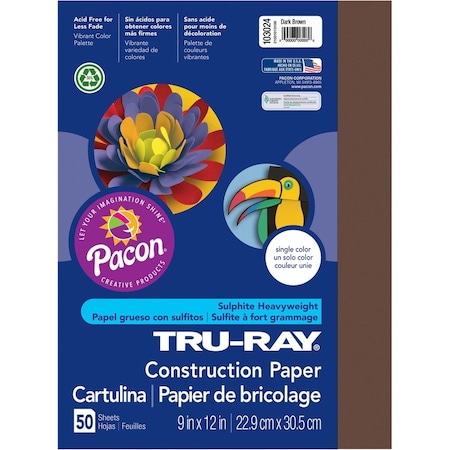 Tru-Ray Paper, Const, 9X12, Drkbn, 50Sh, PK50 PAC103024